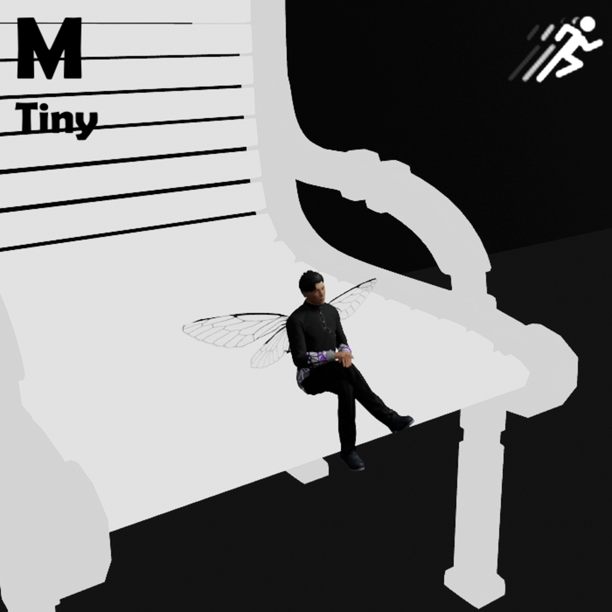 M Tiny - Cross Legged Chair Sit - Static Pose