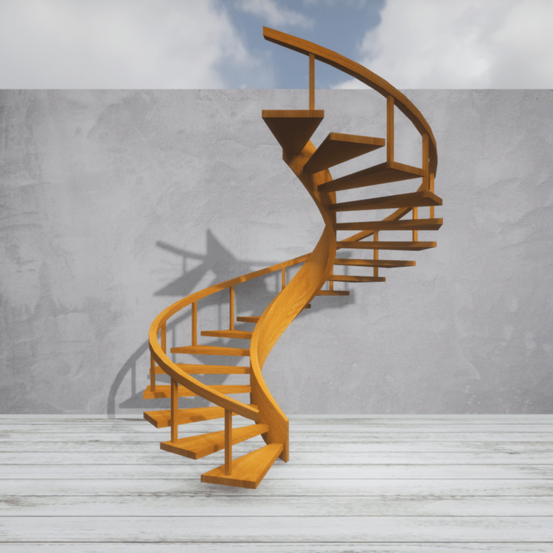 Spiral Stairs Light Oak L