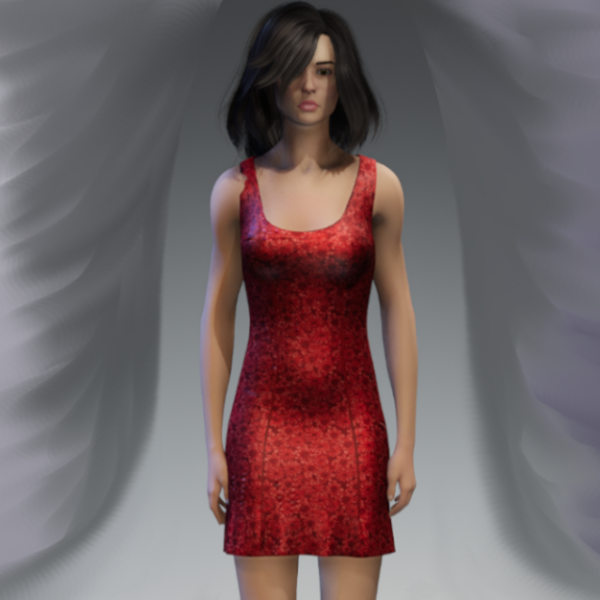 Darted Floral Dress - Red