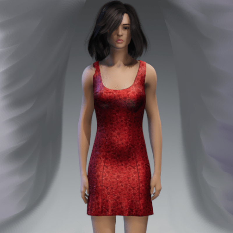 Darted Floral Dress - Red