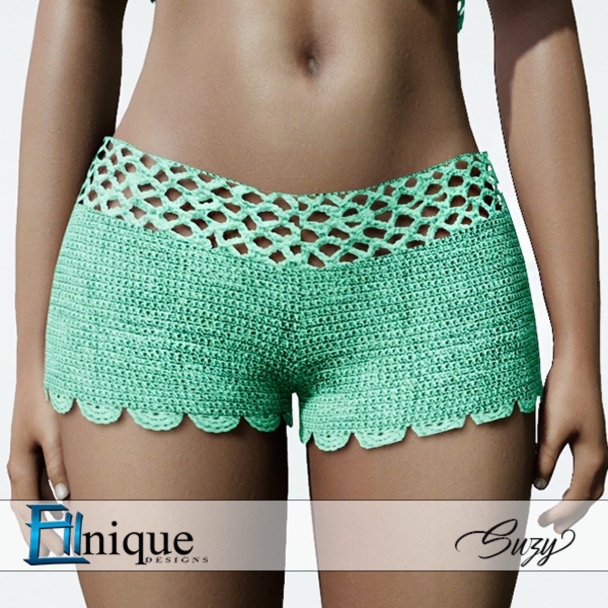 Suzy Teal Shorts Crochet