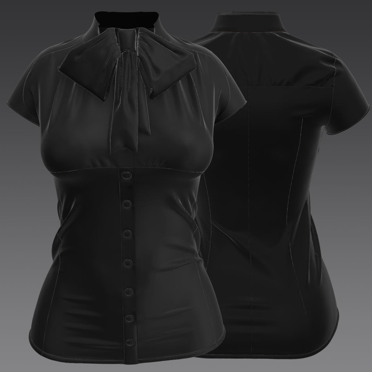 Silk Pussybow Blouse with short sleeves