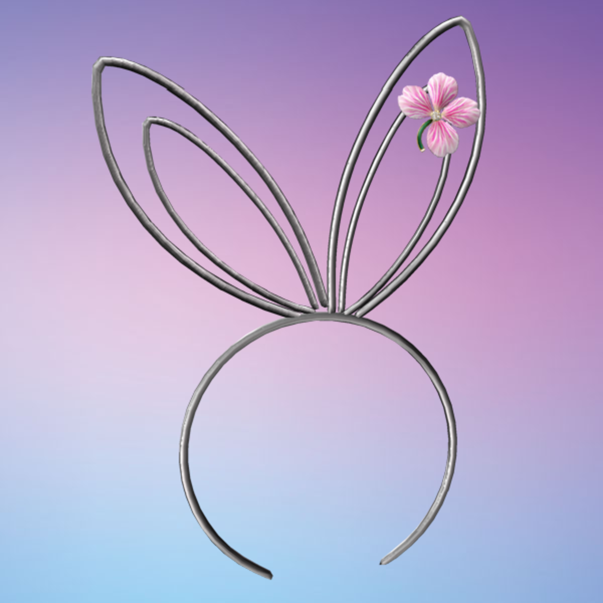 Lucky flower bunny ears headband silver