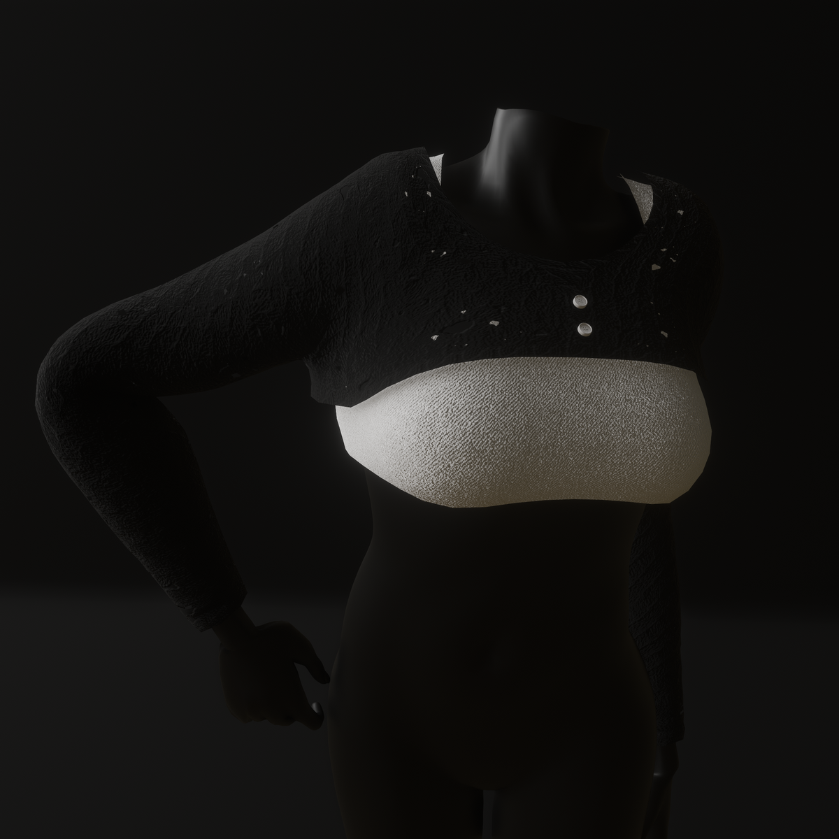 Knited Cropped Jumper (TM) Black