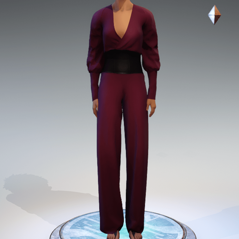 Wrapped Pantsuit - Linen and Leather - Fushia