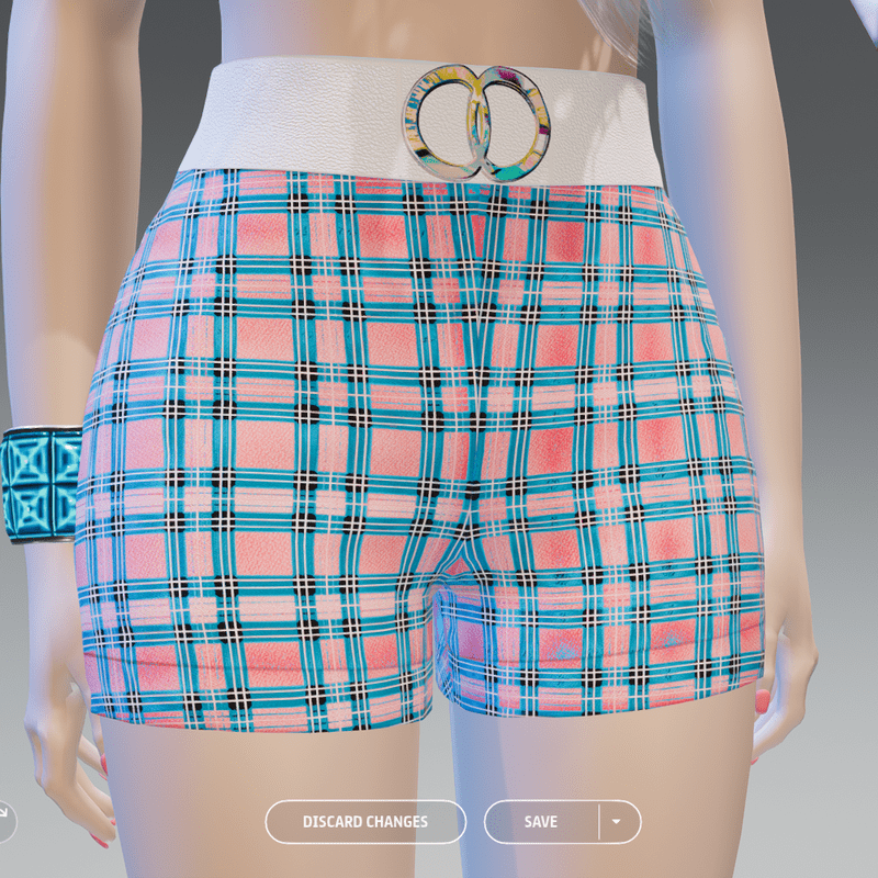 High Shorts w/Leather Belt Blue-Plaid - Female