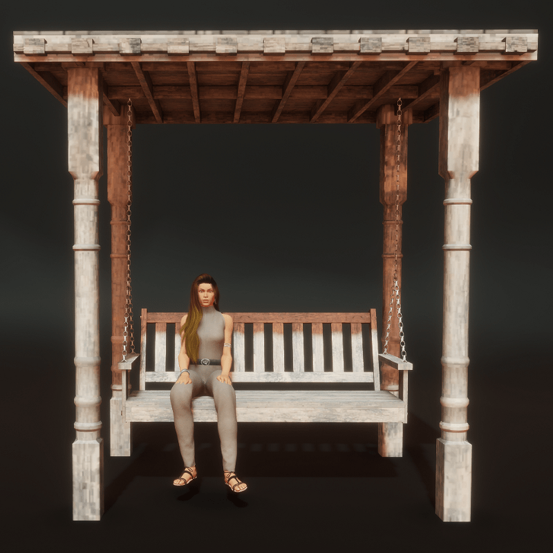 Rustic Victorian Portico and Bench with Sit