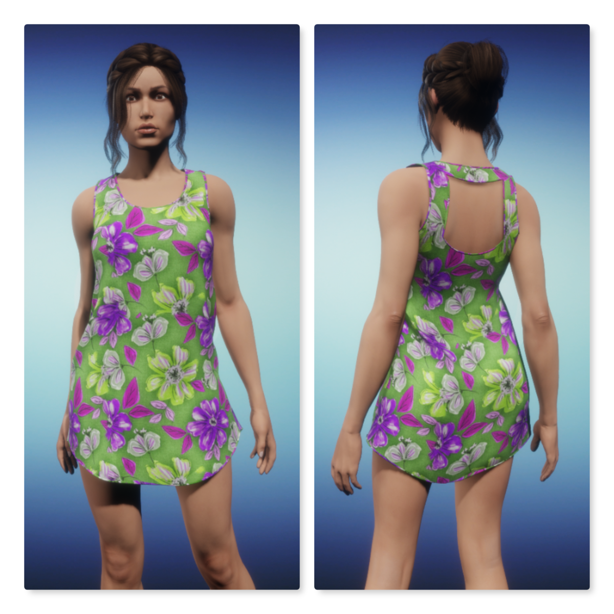 Summer Tank Dress - Tropical Green Purple