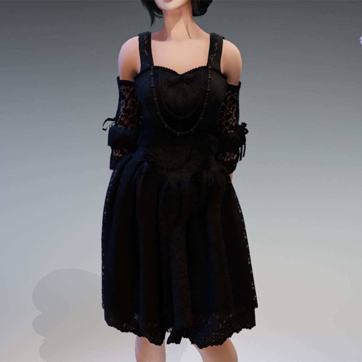 Gothic Fairy Dress "Rokoko" with Black Pearls