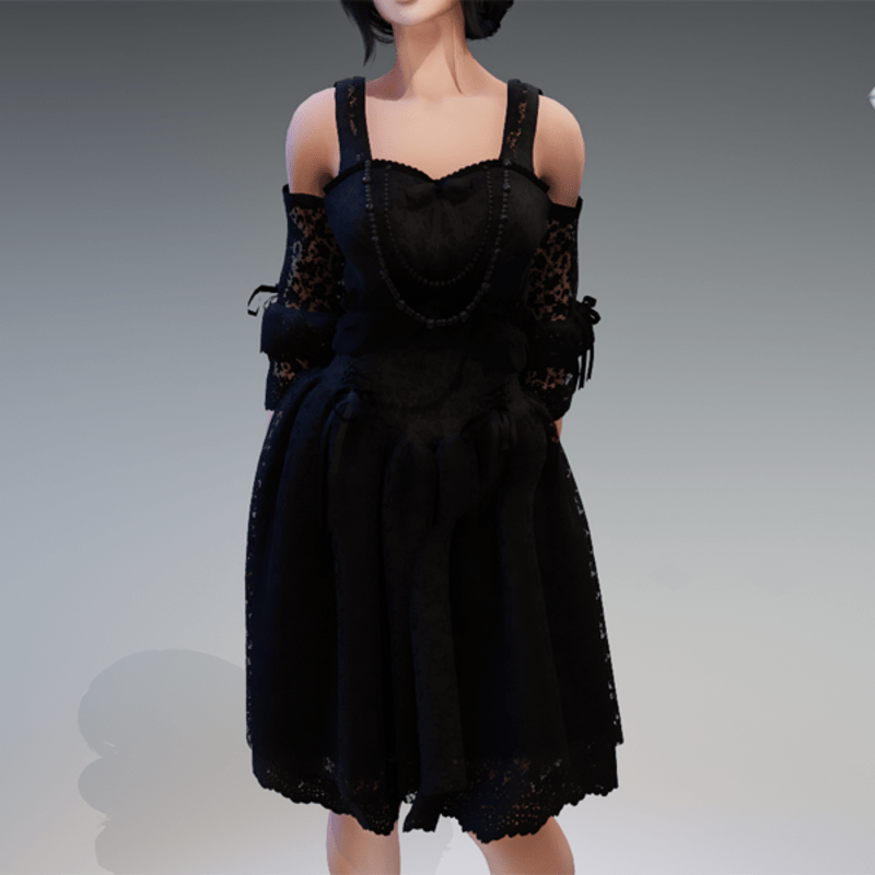 Gothic Fairy Dress "Rokoko" with Black Pearls