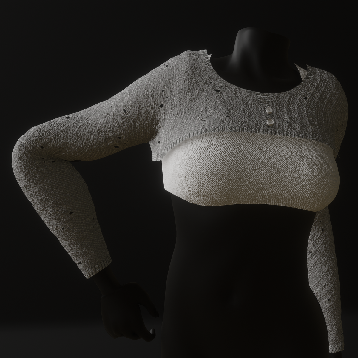 Knited Cropped Jumper (TM) White