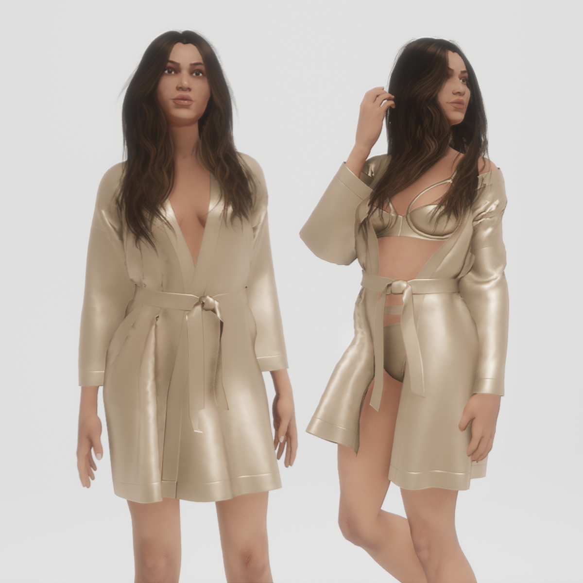 Adjustable Champagne Satin Robe