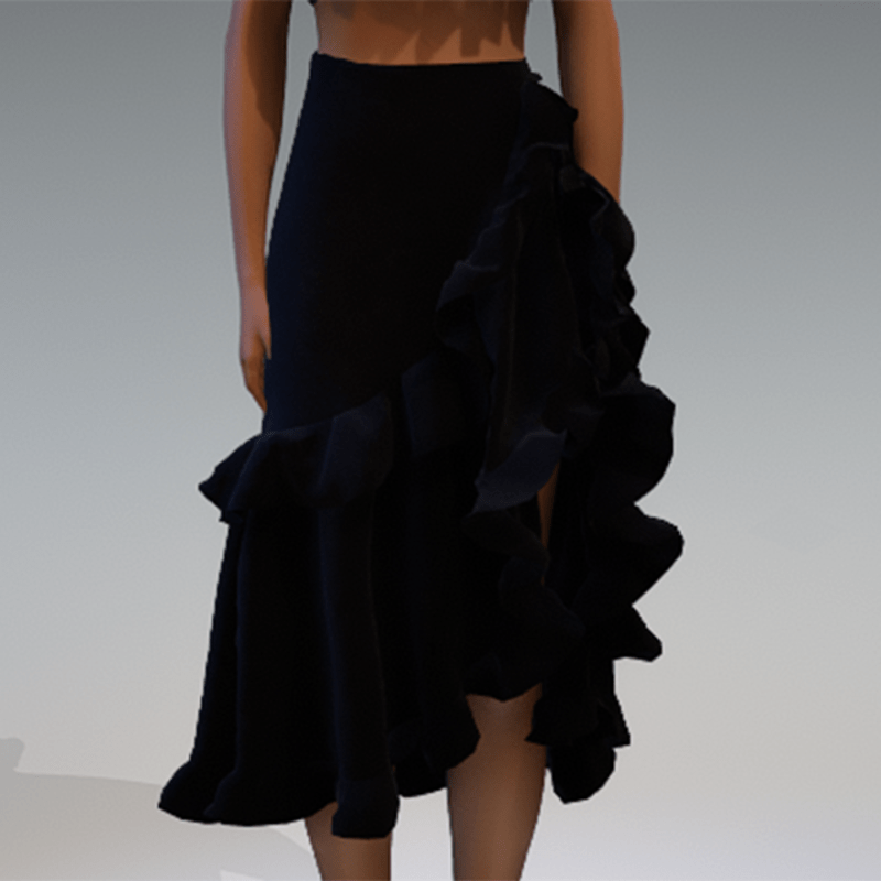 Black ruffle skirt