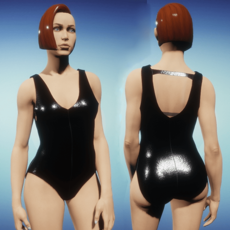 Black Leather Swimsuit/Bodysuit