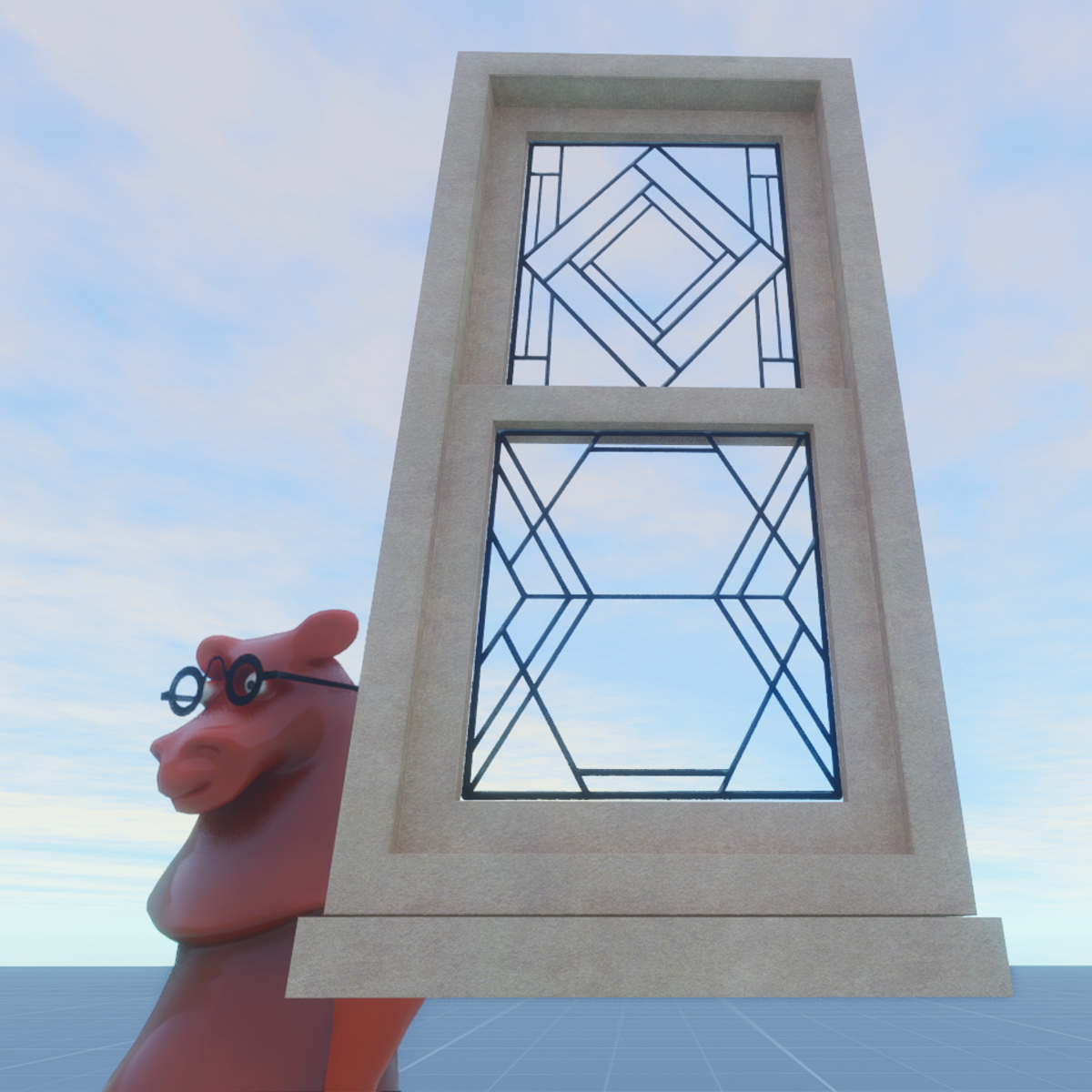 4x8 Window With Art Deco Leaded Glass