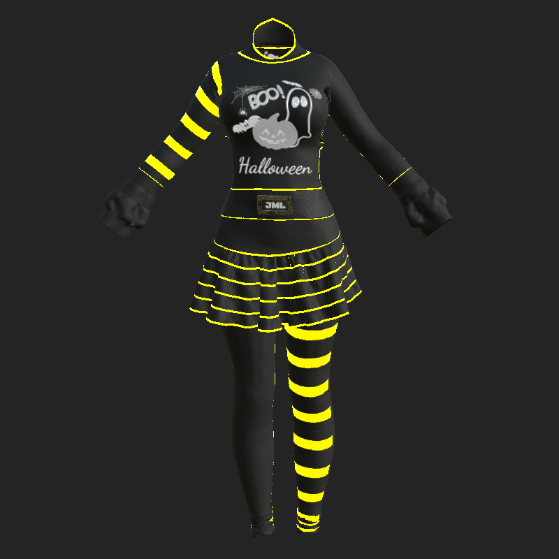 HALLOWEEN_ DRESS_ EMISSIVE_ BLACK YELLOW