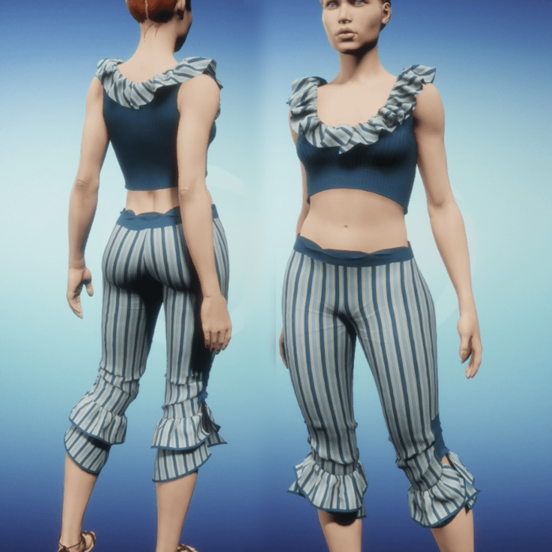 Ruffled Capris Set - Teal Outfit