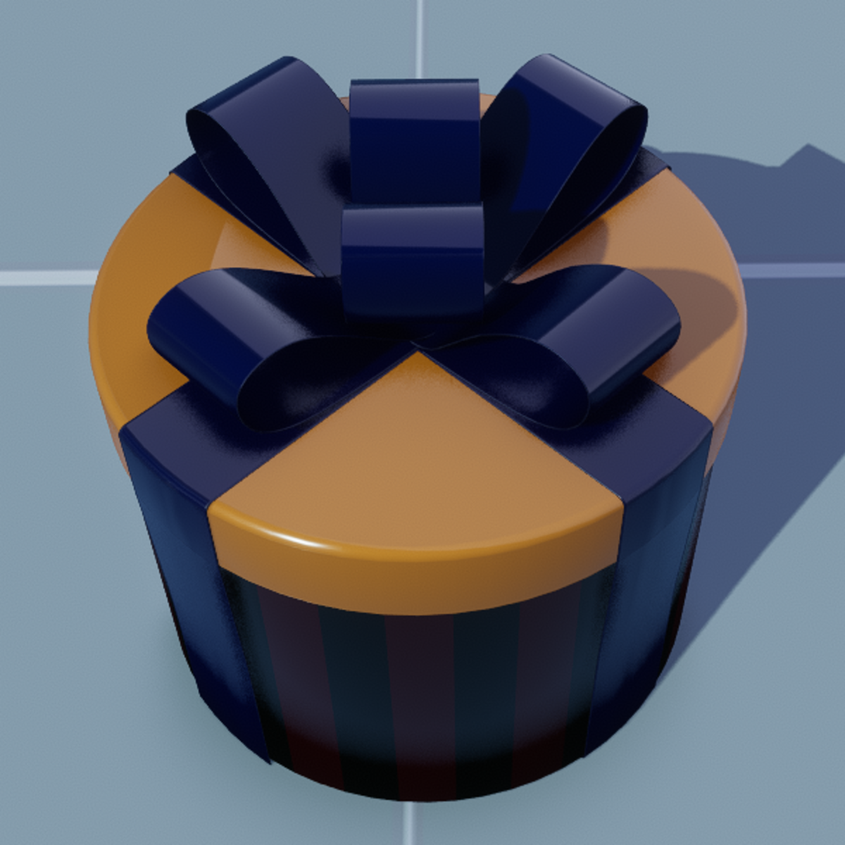 Gift Round(Pattern) with Blue Bow