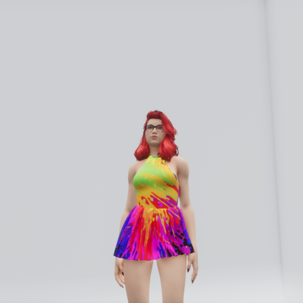 Pleated Leotard and Skirt Rainbow Splater(TM)