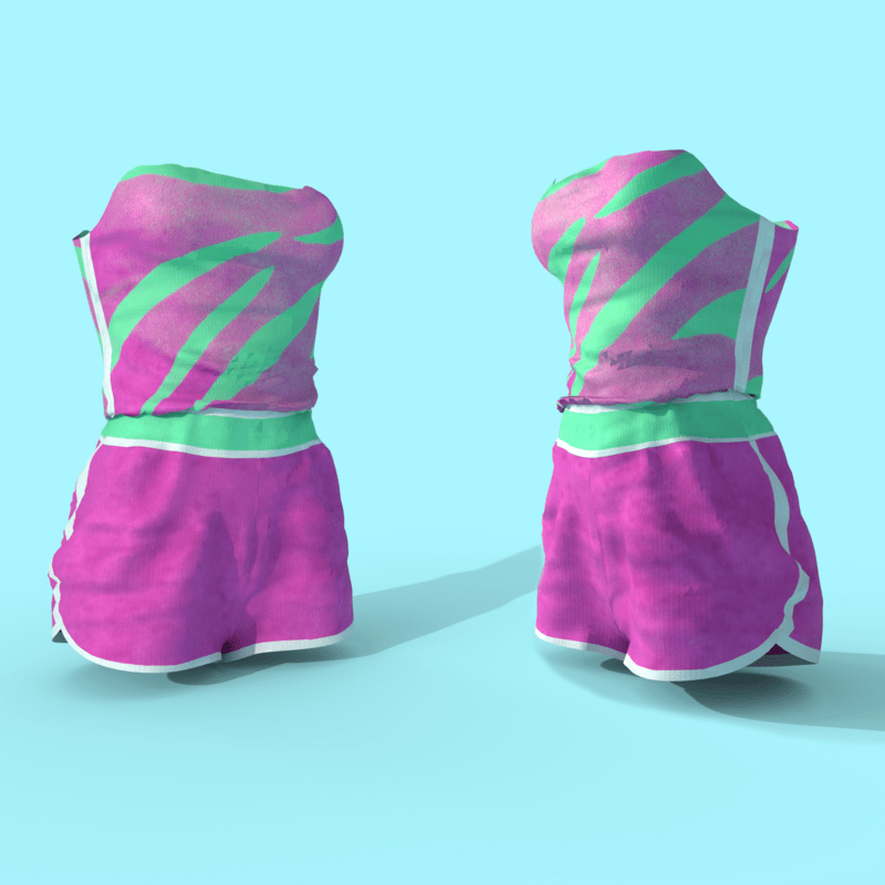 Romper Velvet Pink Green