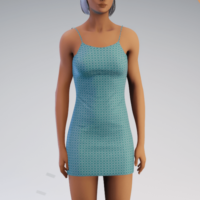 Spaghetti Minidress - Seafoam Geo