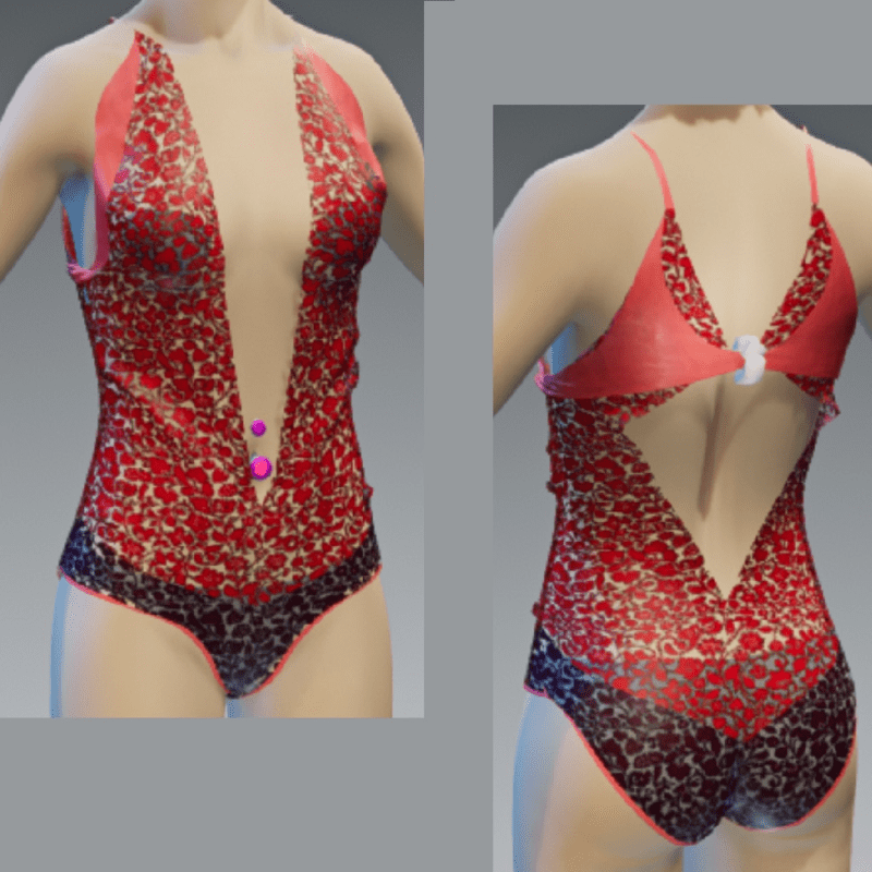 Red Flowers Body cut cute v1