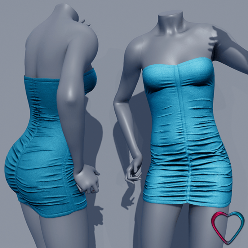 Ruched Dress - Blue Aqua