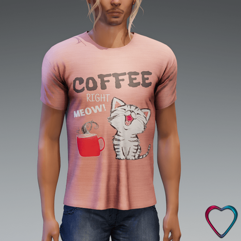 Men Tee-Shirt with Message - Coffee Cat
