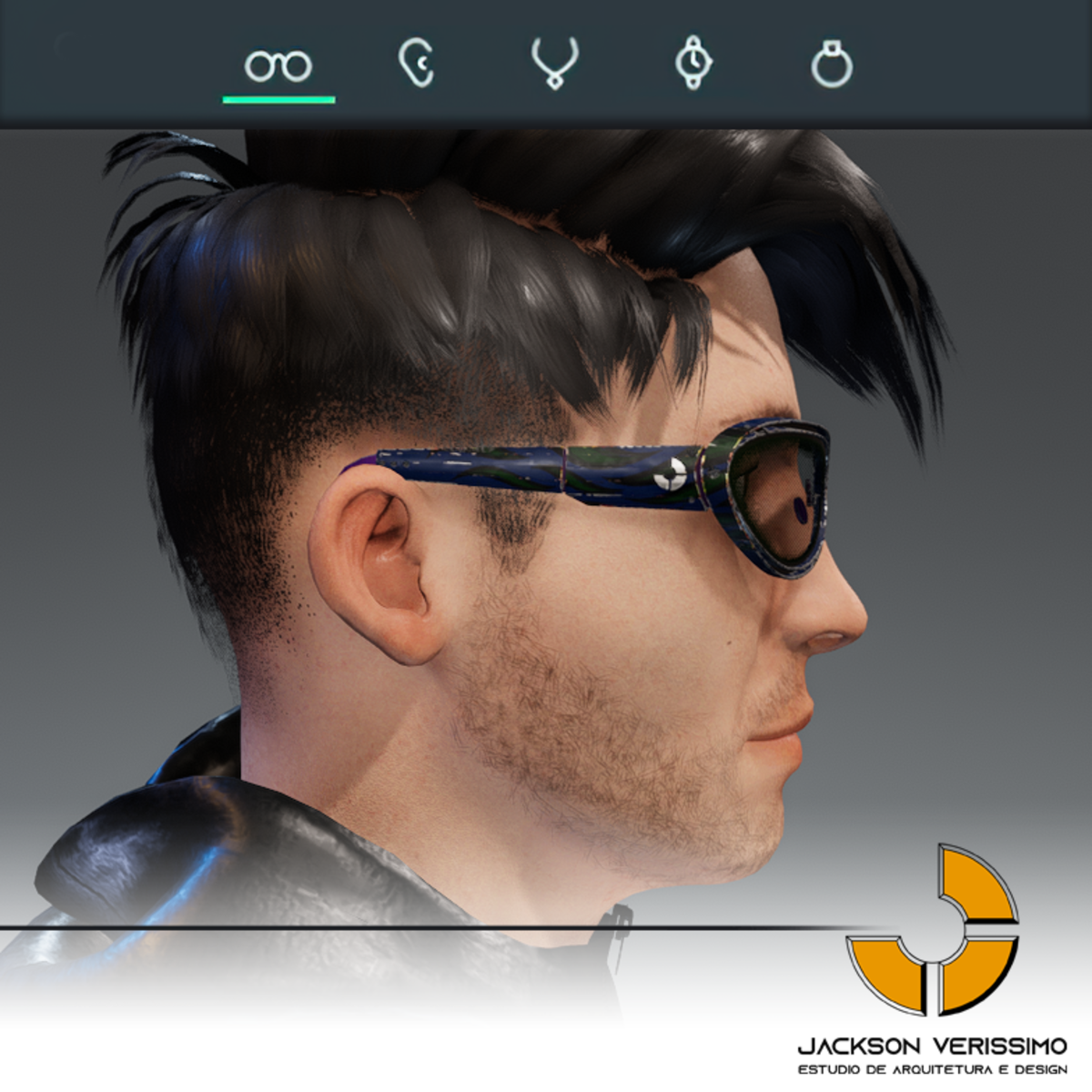 Janeiro Glasses-Dark Green Metal with flames