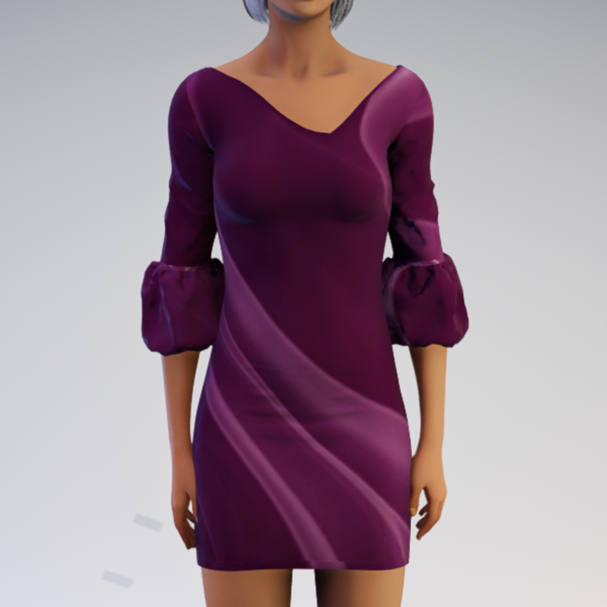 Bell-sleeve Dress - Magenta Mod